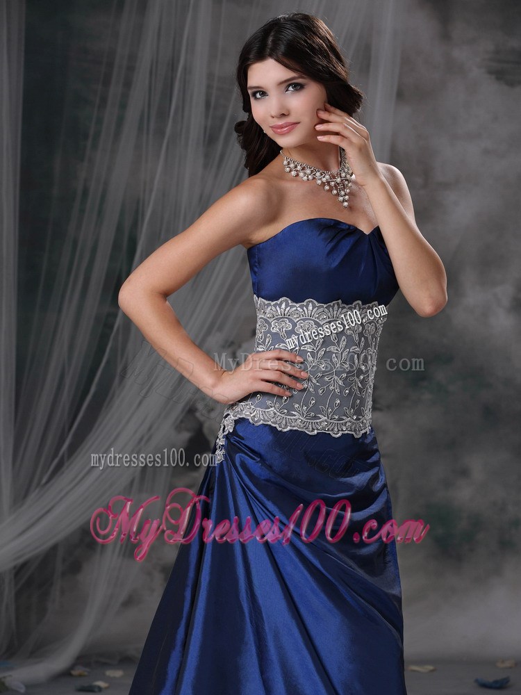 2013 Blue Empire Sweetheart Floor-length Lace Evening Dress