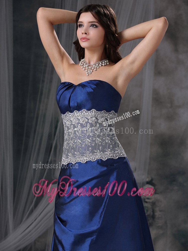 2013 Blue Empire Sweetheart Floor-length Lace Evening Dress