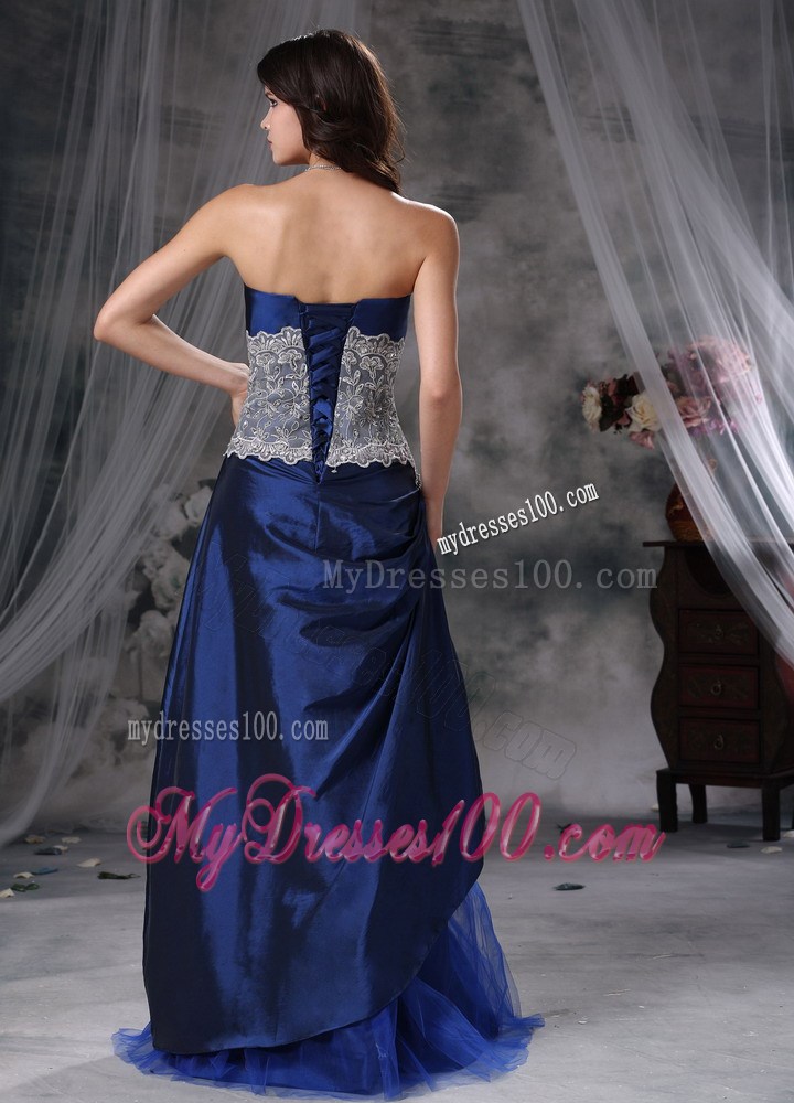 2013 Blue Empire Sweetheart Floor-length Lace Evening Dress
