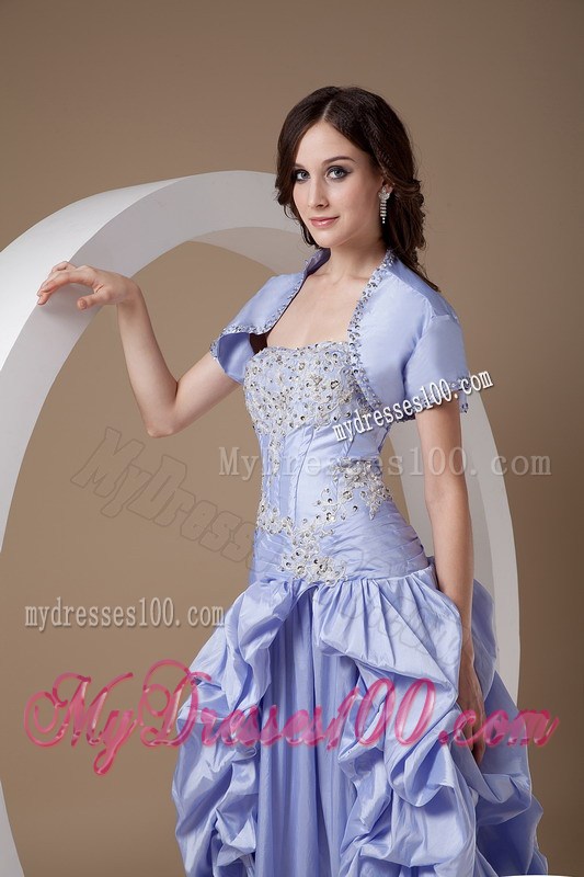 Lilac Strapless Evening Dress Appliques with Beading