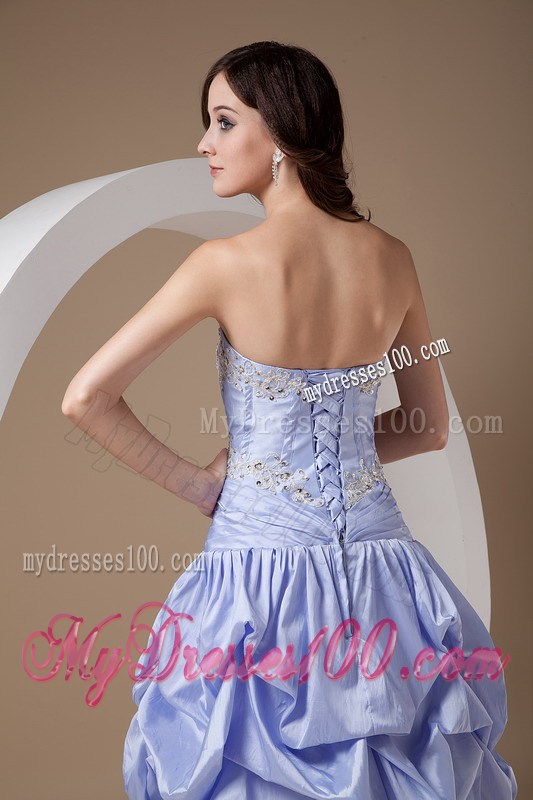 Lilac Strapless Evening Dress Appliques with Beading