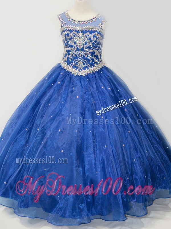 Beautiful Beaded Bodice Open Back Mini Quinceanera Dress in Royal Blue