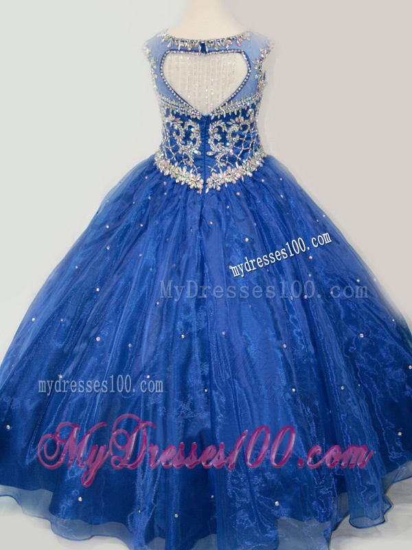 Beautiful Beaded Bodice Open Back Mini Quinceanera Dress in Royal Blue