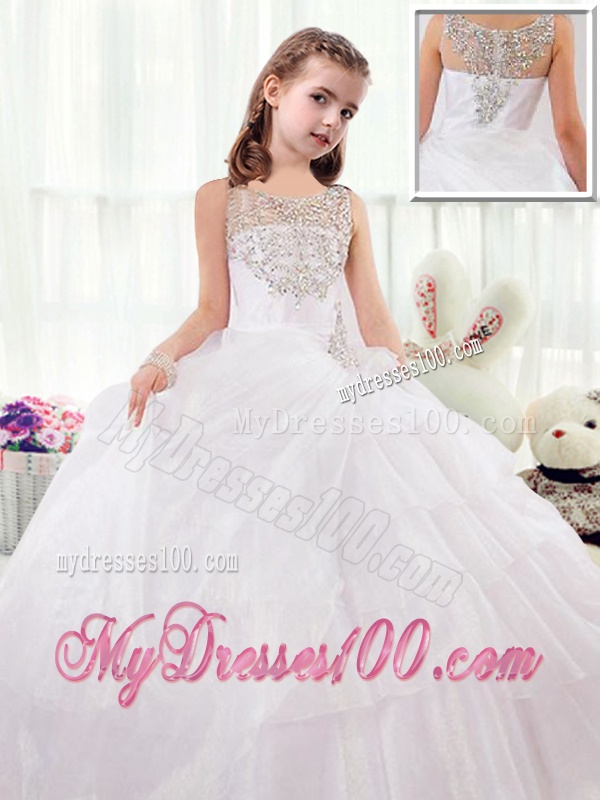 Beautiful Scoop White Mini Quinceanera Dress with Beading