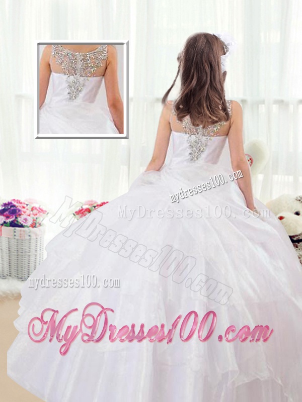 Beautiful Scoop White Mini Quinceanera Dress with Beading