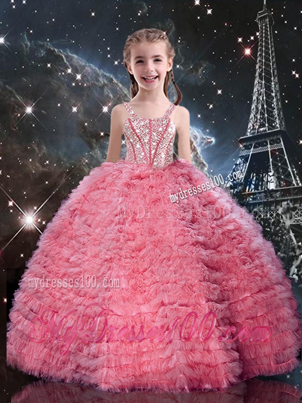 Beautiful Straps Mini Quinceanera Dress with Beading and Ruffles