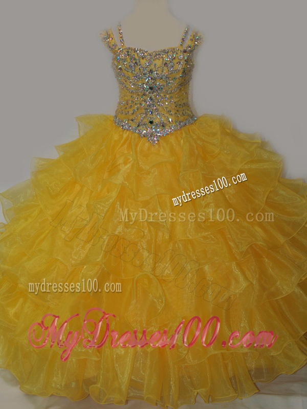 Beautiful Sweetheart Mini Quinceanera Dress with Spaghetti Straps in Yellow