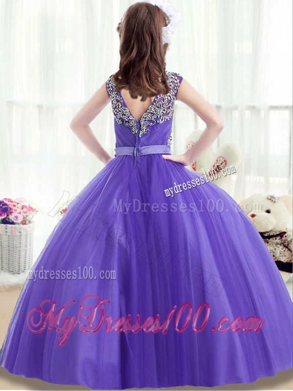 Classical Square Beading Mini Quinceanera Dresses with Cap Sleeves