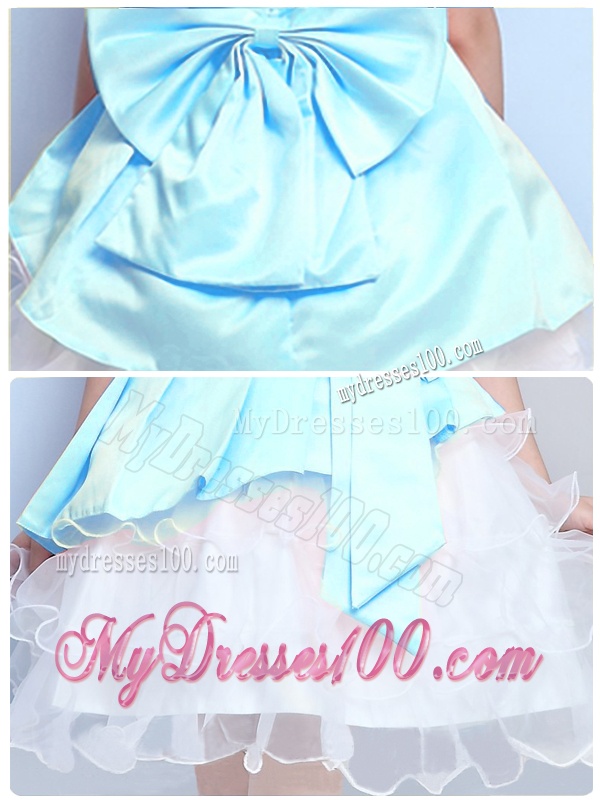 Elegant A Line Scoop Sashes Mini Quinceanera Dress with Bowknot