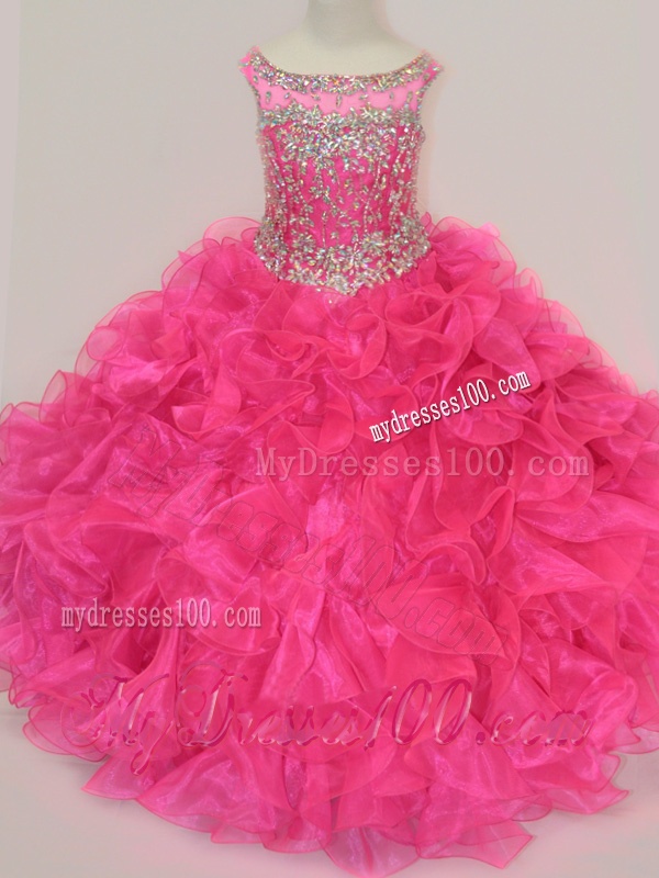 Exclusive Scoop Hot Pink Mini Quinceanera Dress with Beading and Ruffles