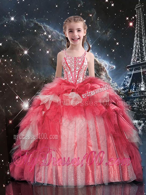 Fashionable Floor Length Beading and Ruffles Mini Quinceanera Dress for Winter