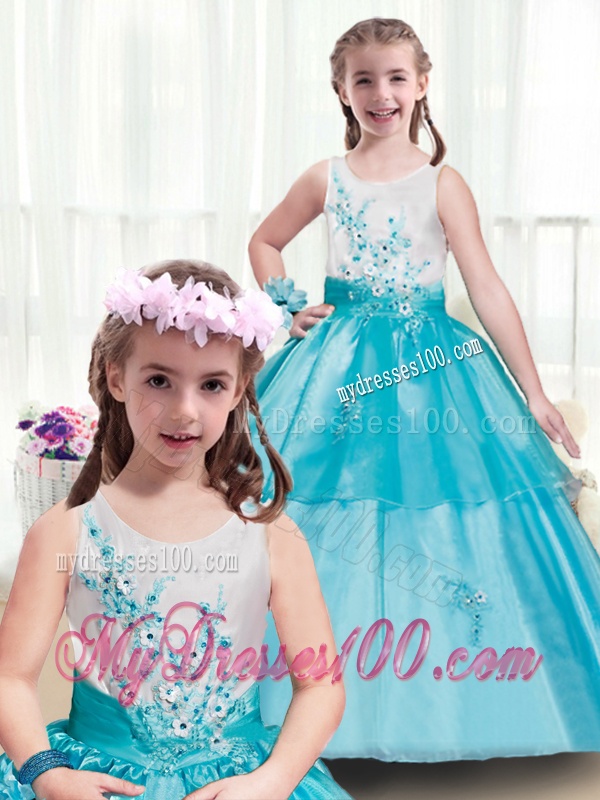 Lovely Appliques Scoop Mini Quinceanera Dresses in Multi Color