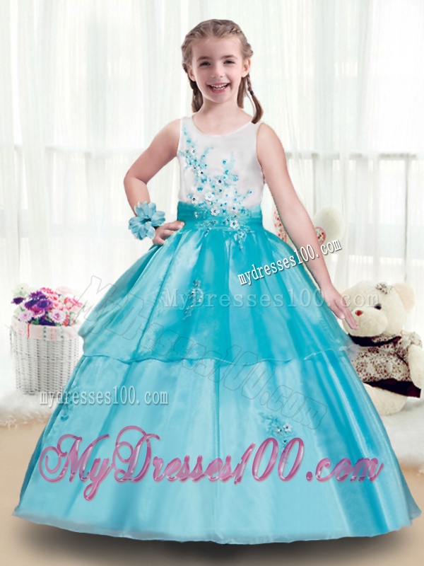 Lovely Appliques Scoop Mini Quinceanera Dresses in Multi Color