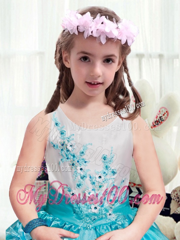 Lovely Appliques Scoop Mini Quinceanera Dresses in Multi Color