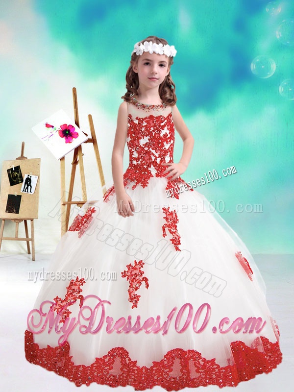 Lovely Beaded and Appliques Mini Quinceanera Dress in White and Red