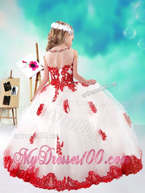 Lovely Beaded and Appliques Mini Quinceanera Dress in White and Red