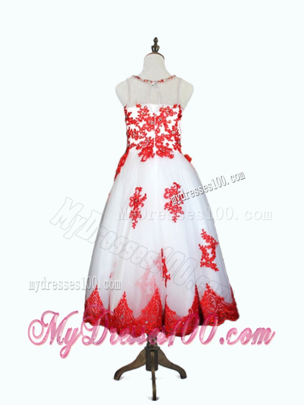 Lovely Beaded and Appliques Mini Quinceanera Dress in White and Red