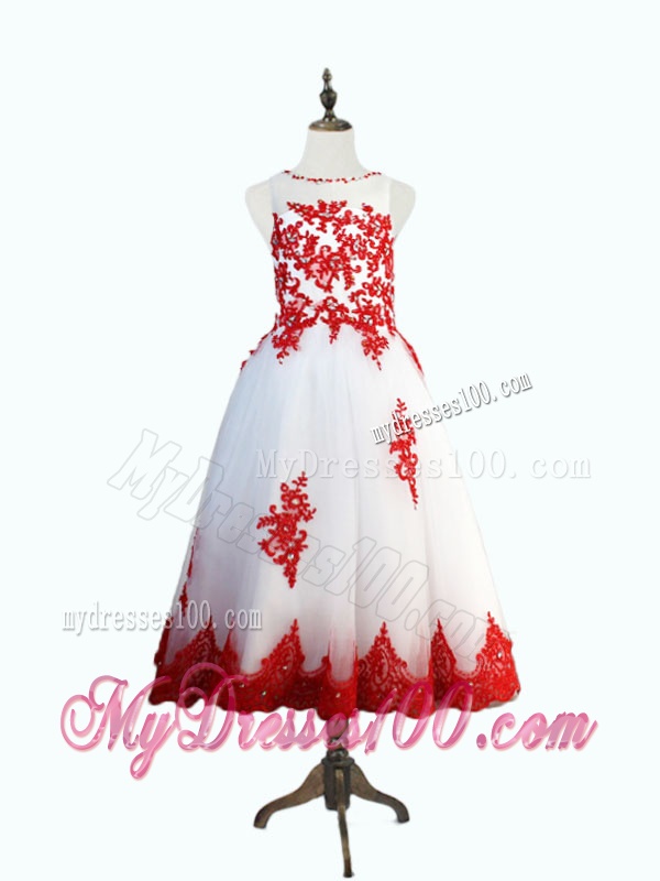 Lovely Beaded and Appliques Mini Quinceanera Dress in White and Red