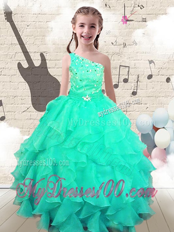 Modest Ball Gown One Shoulder Mini Quinceanera Dress with Beading