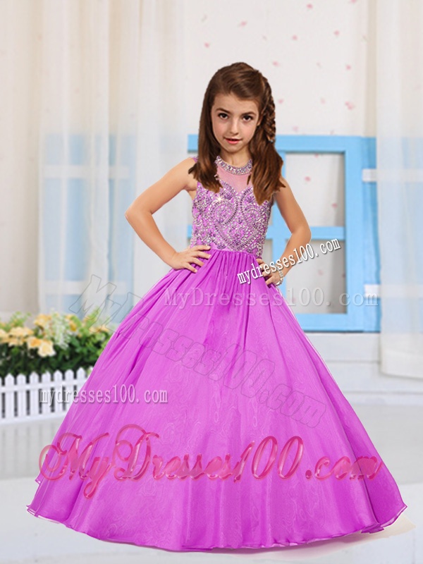 Most Popular Pincess Scoop Beaded Lilac Mini Quinceanera Dress