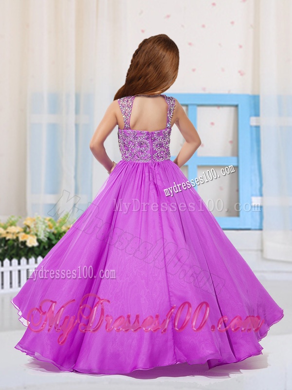 Most Popular Pincess Scoop Beaded Lilac Mini Quinceanera Dress