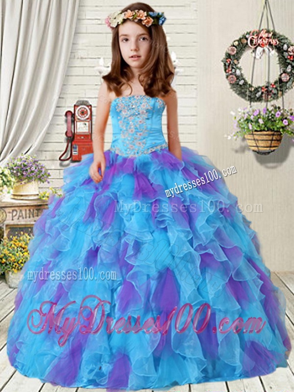 New Style Appliques Mini Quinceanera Dress with Ruffles in Purple and Blue
