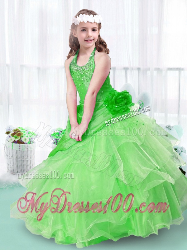 Perfect Halter Top Mini Quinceanera Dress with Hand Made Flowers