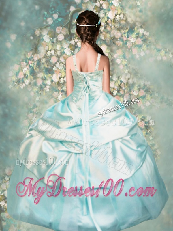 Popular Straps Beaded Mini Quinceanera Dress in Aqua Blue