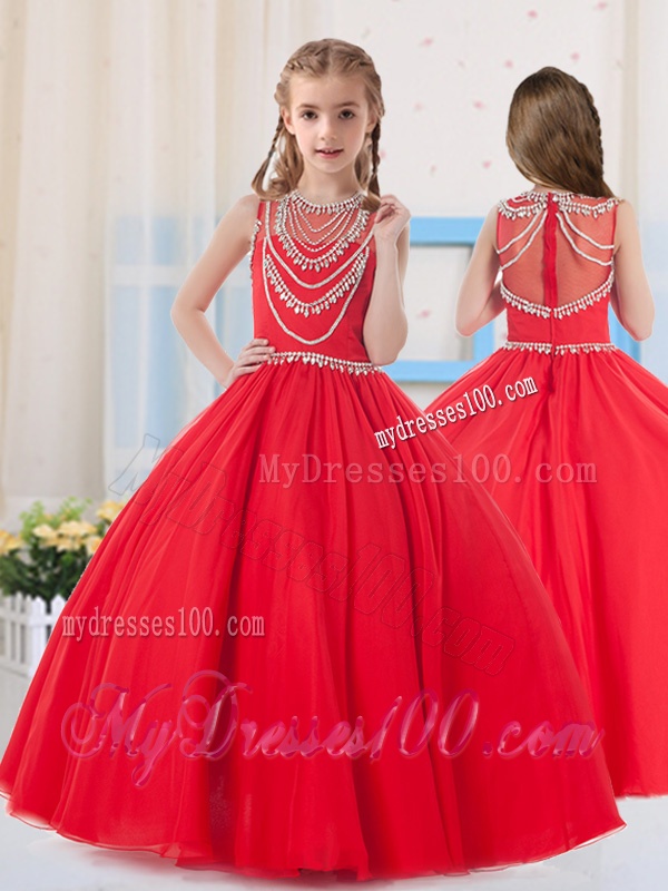 Pretty Ball Gowns Scoop Organza Red Mini Quinceanera Dress with Beading