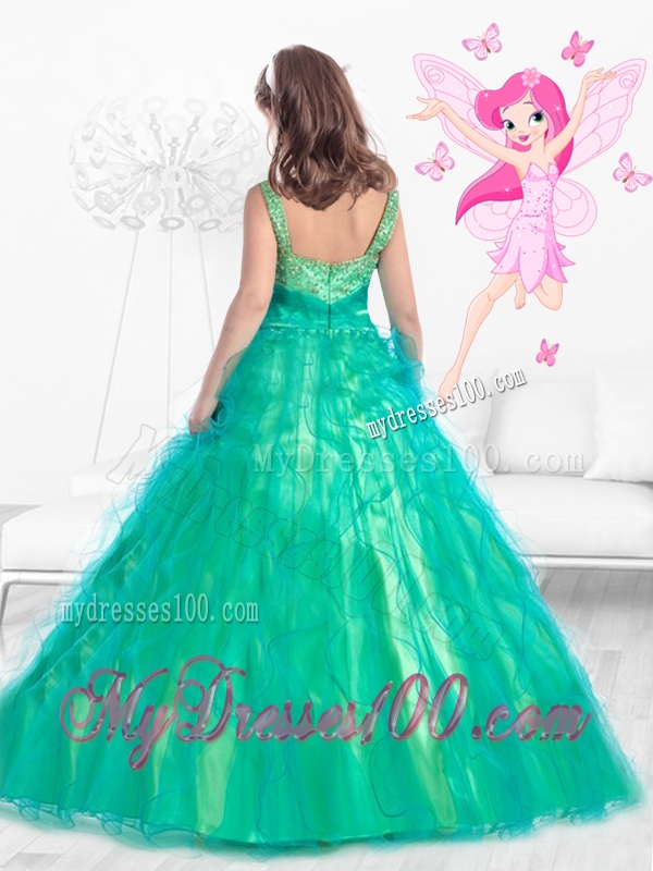 Wonderful Square Mini Quinceanera Dress with Beading and Ruffles