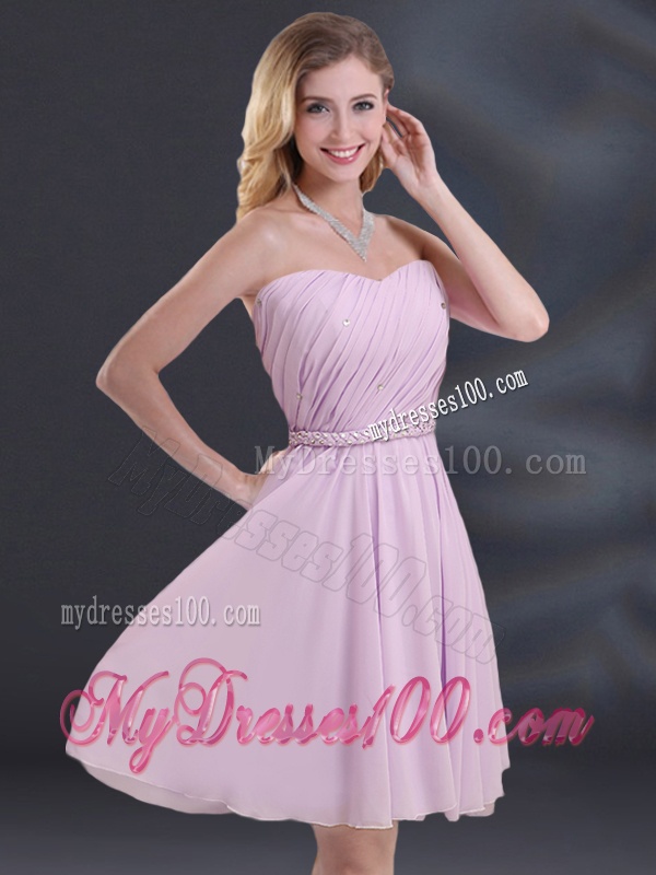 A Line Sweetheart Bridesmaid Dress with Ruhing and Belt