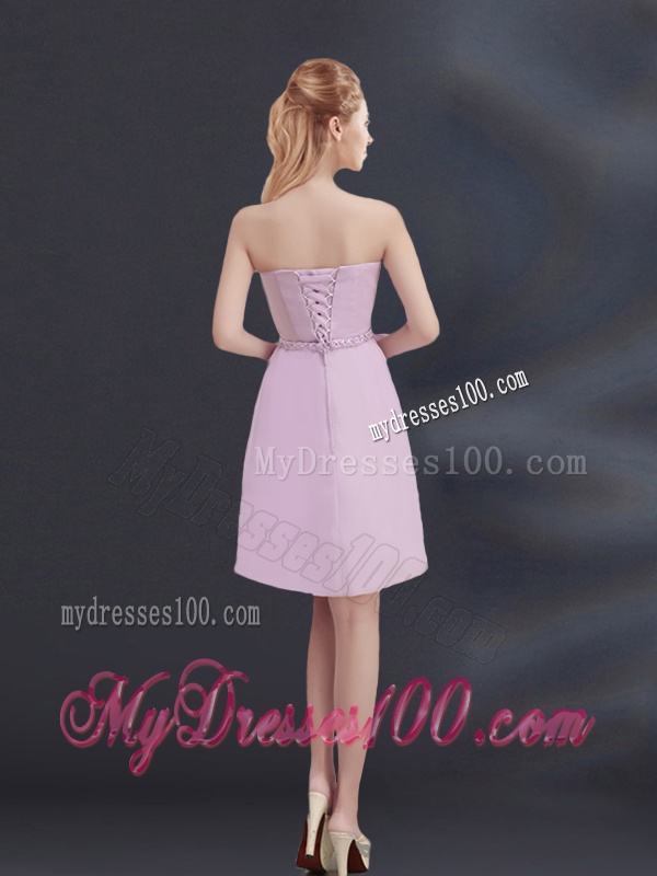 A Line Sweetheart Bridesmaid Dress with Ruhing and Belt