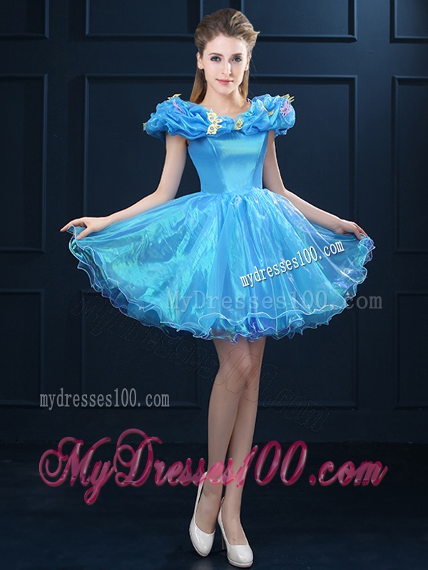 Cheap A Line V Neck Bridesmaid Dress with Butterfly Appliques