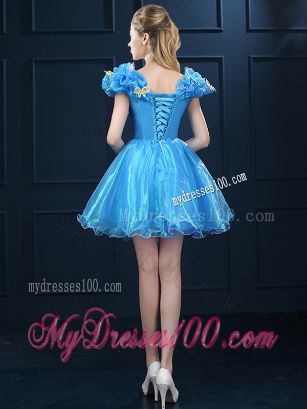 Cheap A Line V Neck Bridesmaid Dress with Butterfly Appliques