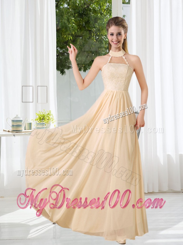 Halter Empire 2016 Classical Bridesmaid Dress with Lace