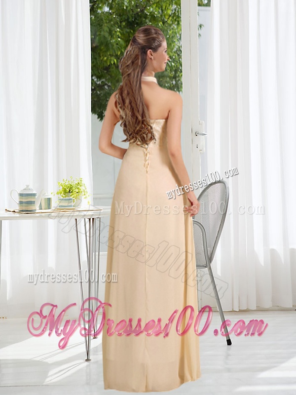 Halter Empire 2016 Classical Bridesmaid Dress with Lace