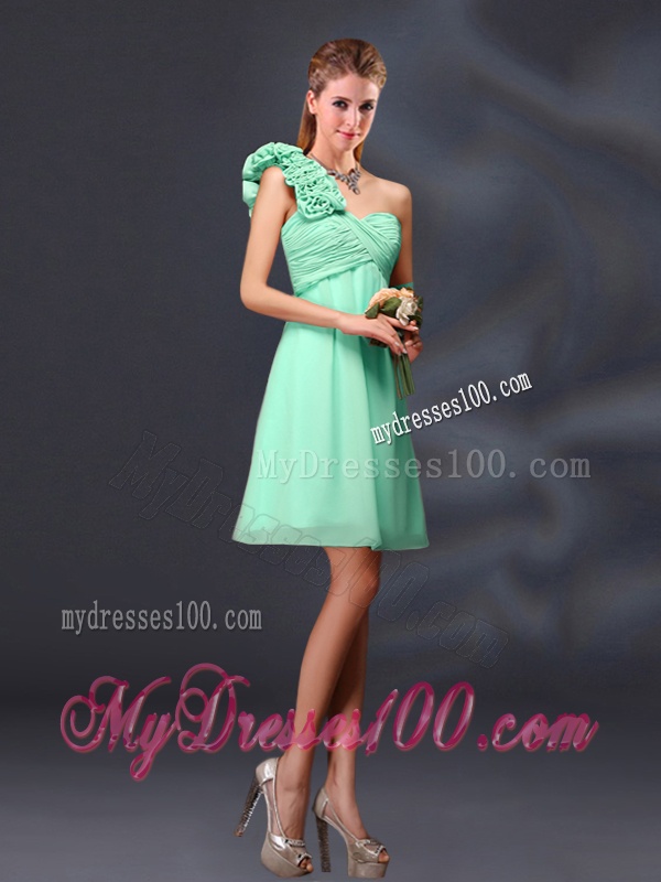 Hand Made Flowers and Ruching A Line Bridesmaid Dresses for 2016