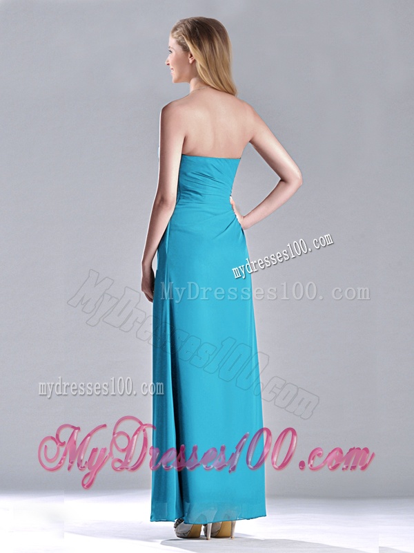 Hot Sale Ankle Length Hand Crafted Flower Bridesmaid Dress in Teal