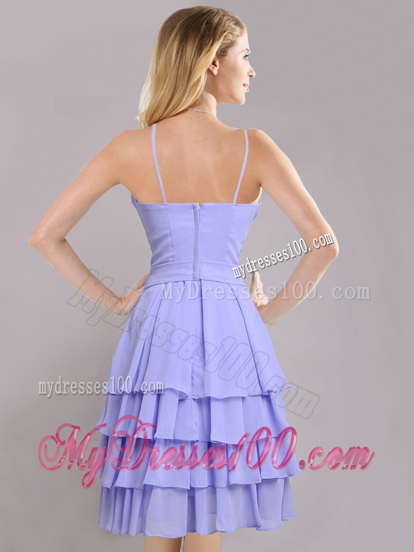 Hot Sale Ruffled Layers and Handcrafted Flower Bridesmaid Dress in Lavender