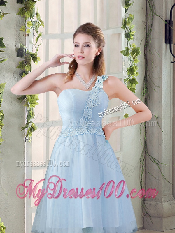 Popular A Line Appliques Bridesmaid Dress with One Shoulder