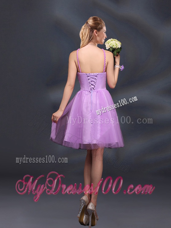 Pretty Halter A Line Bridesmaid Dresses with Hand Made Flowers