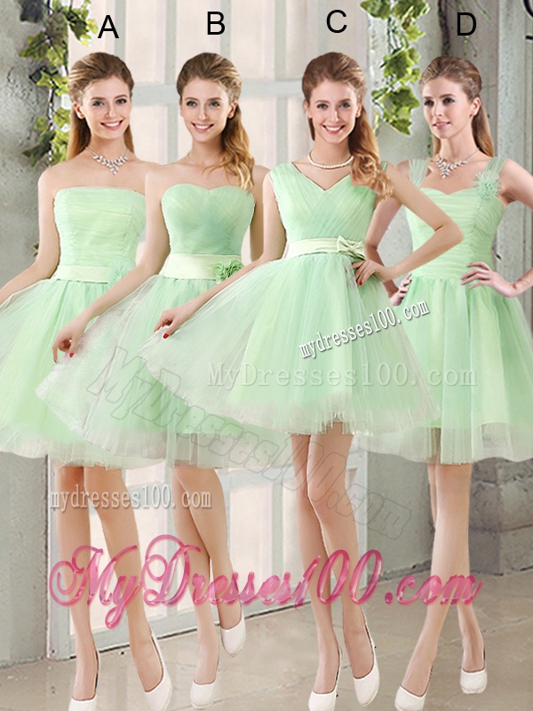 Ruching Organza A Line Straps Bridesmaid Dress with Lace Up