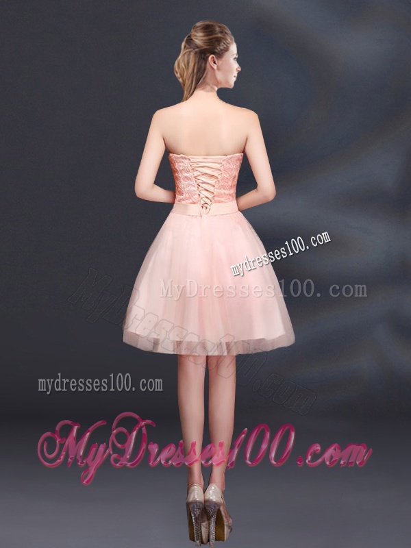 Strapless A Line Hand Made Flowers Bridesmaid Dress for 2016