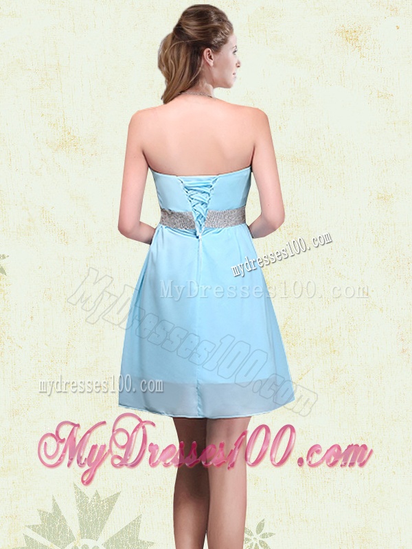 Strapless A Line Ruching Sequins Chiffon Bridesmaid Dresses