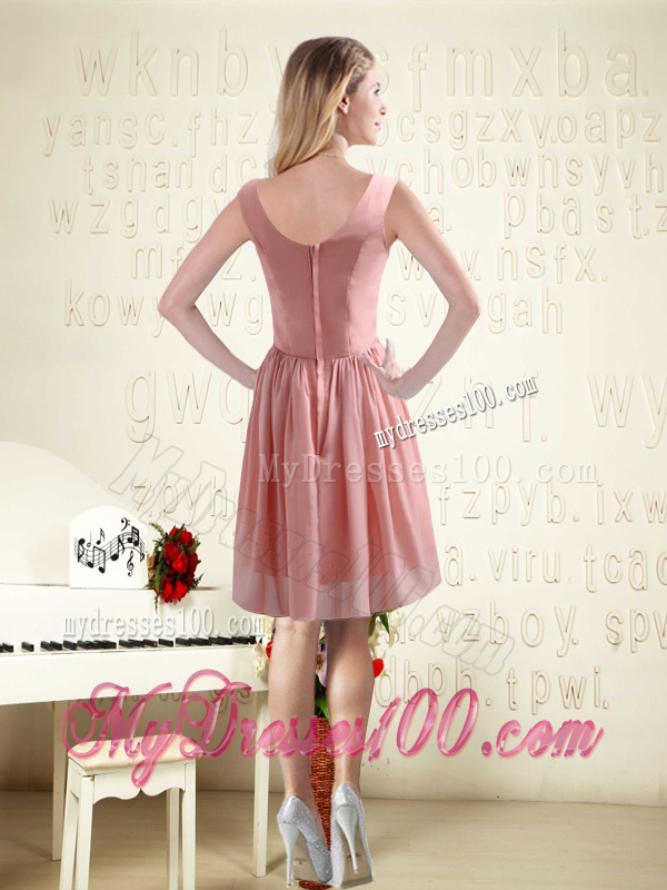 V Neck Empire Chiffon Ruching Bridesmaid Dresses for 2016