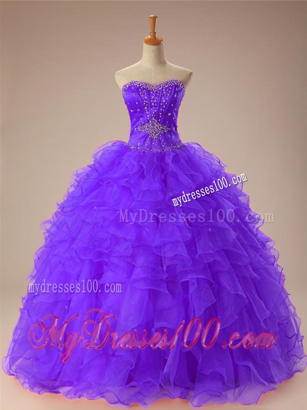 2016 Beautiful Sweetheart Beaded Quinceanera Dresses with Ruffles