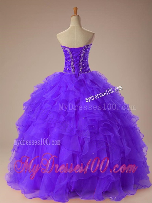 2016 Beautiful Sweetheart Beaded Quinceanera Dresses with Ruffles