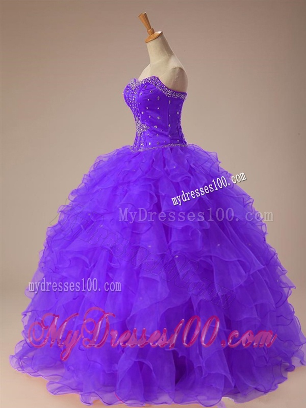 2016 Beautiful Sweetheart Beaded Quinceanera Dresses with Ruffles