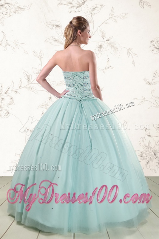 2016 Exclusive Apple Green Quinceanera Dresses with Reinstones