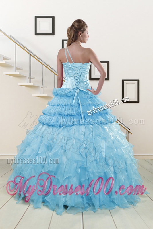 2016 Pretty Baby Blue Sweet 15 Dresses with Beading